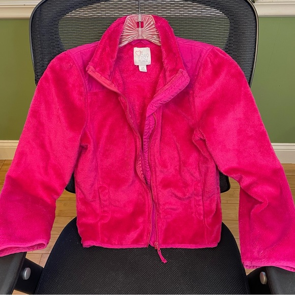 Children’s Place hot pink furry fleece jacket. Size L/G 10/12. Great condition. - Picture 6 of 8